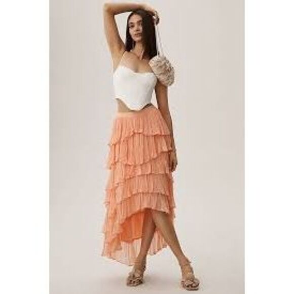 Anthropologie Tiered Ruffle High-Low Skirt - Picture 3 of 9